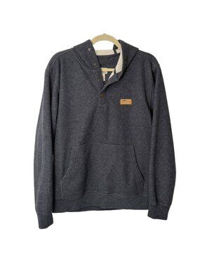 L.L. Bean Mens Size M Sweatshirt Hoodie Waffle Knit Snaps 514519 Kangaroo Pocket